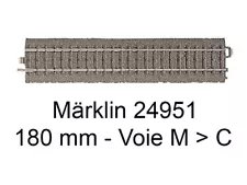 1x Rail De Transition 180 Mm Voie M Vers Voie C Marklin 24951